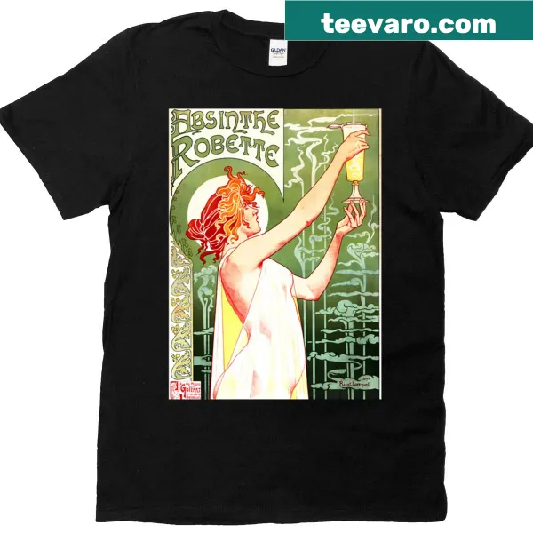 Illustrated T-shirt featuring Absinthe Robette by Henri Privat Livemont