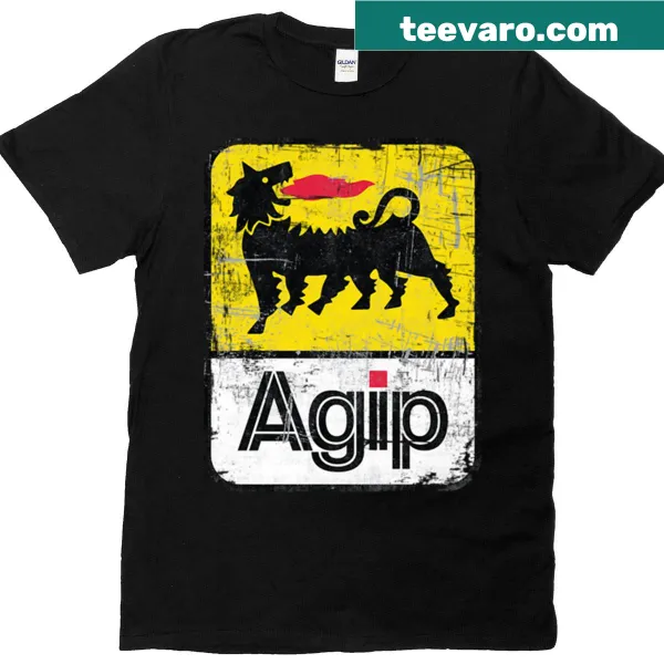 Distressed Agip Lubricants logo t-shirt from 1968 to 1998