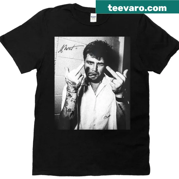 Vintage-style t-shirt featuring an edgy middle finger graphic