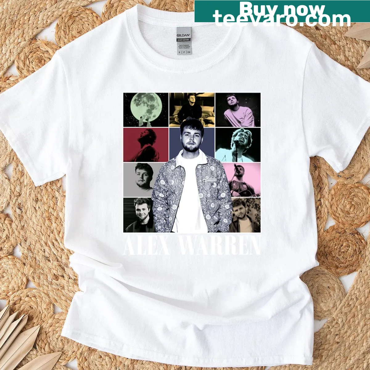 Vintage-style T-shirt celebrating Alex Warren's music tour — on a men's t-shirt