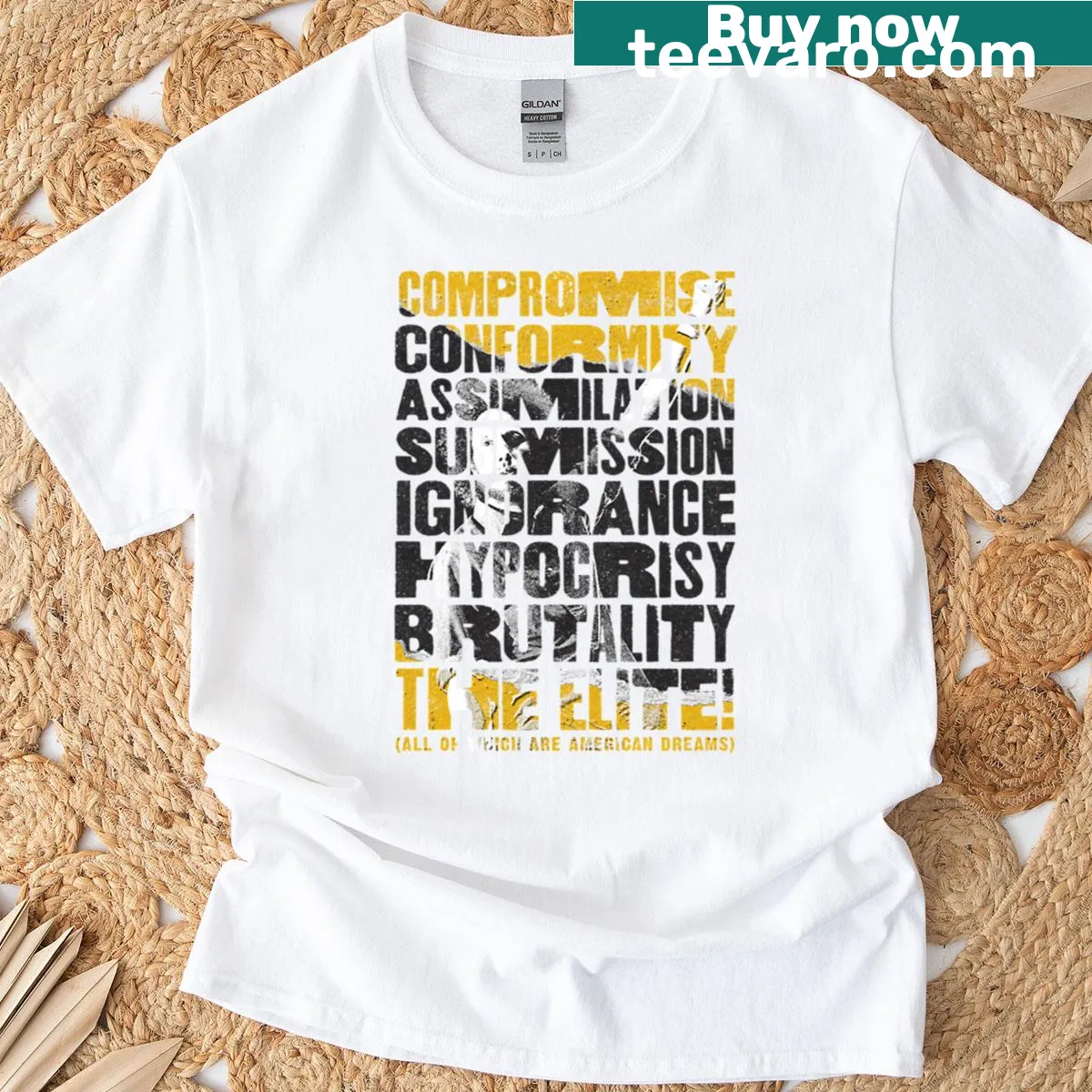 Inspirational typography T-shirt with abstract design representing dreams — on a men's t-shirt