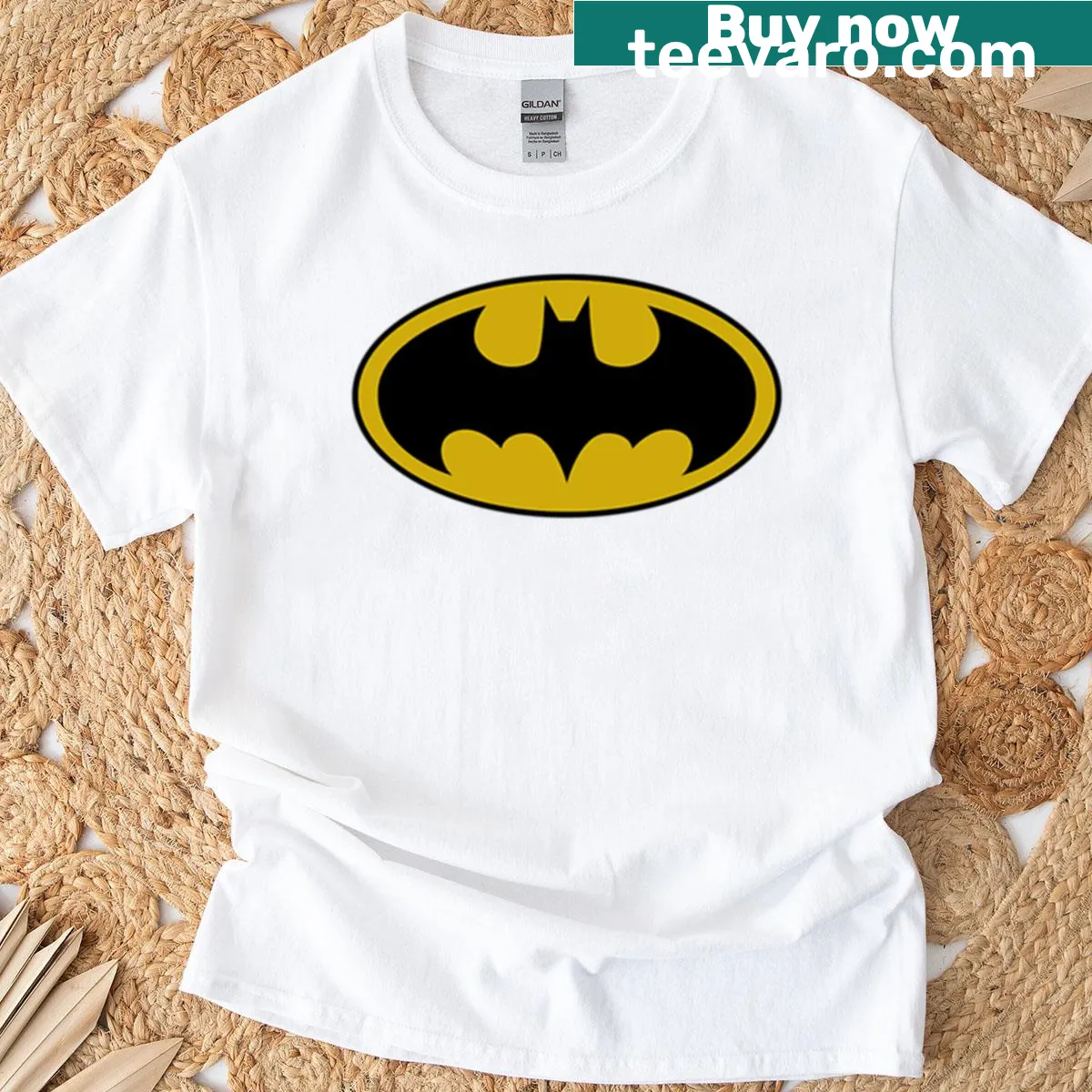 Cartoon-style T-shirt featuring an animated playful bat graphic — on a men's t-shirt