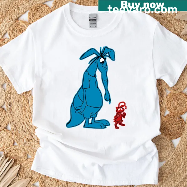 Cartoon T-shirt featuring an ant and an aardvark in a playful scene