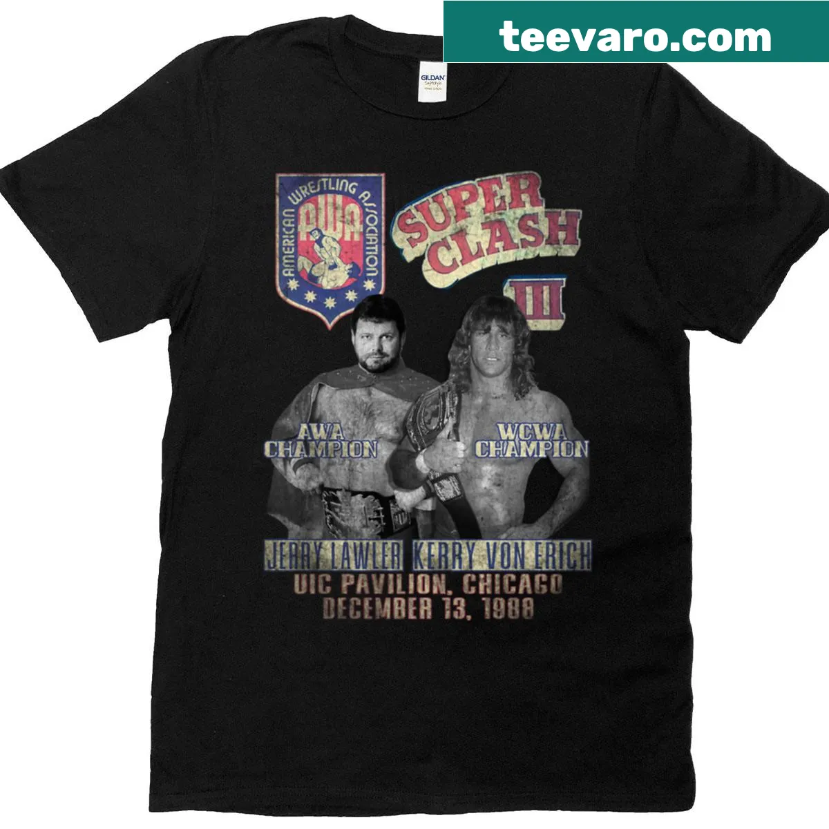 Bold typography design featuring 'Awa Superclash 3' on a T-shirt. — on a men's t-shirt