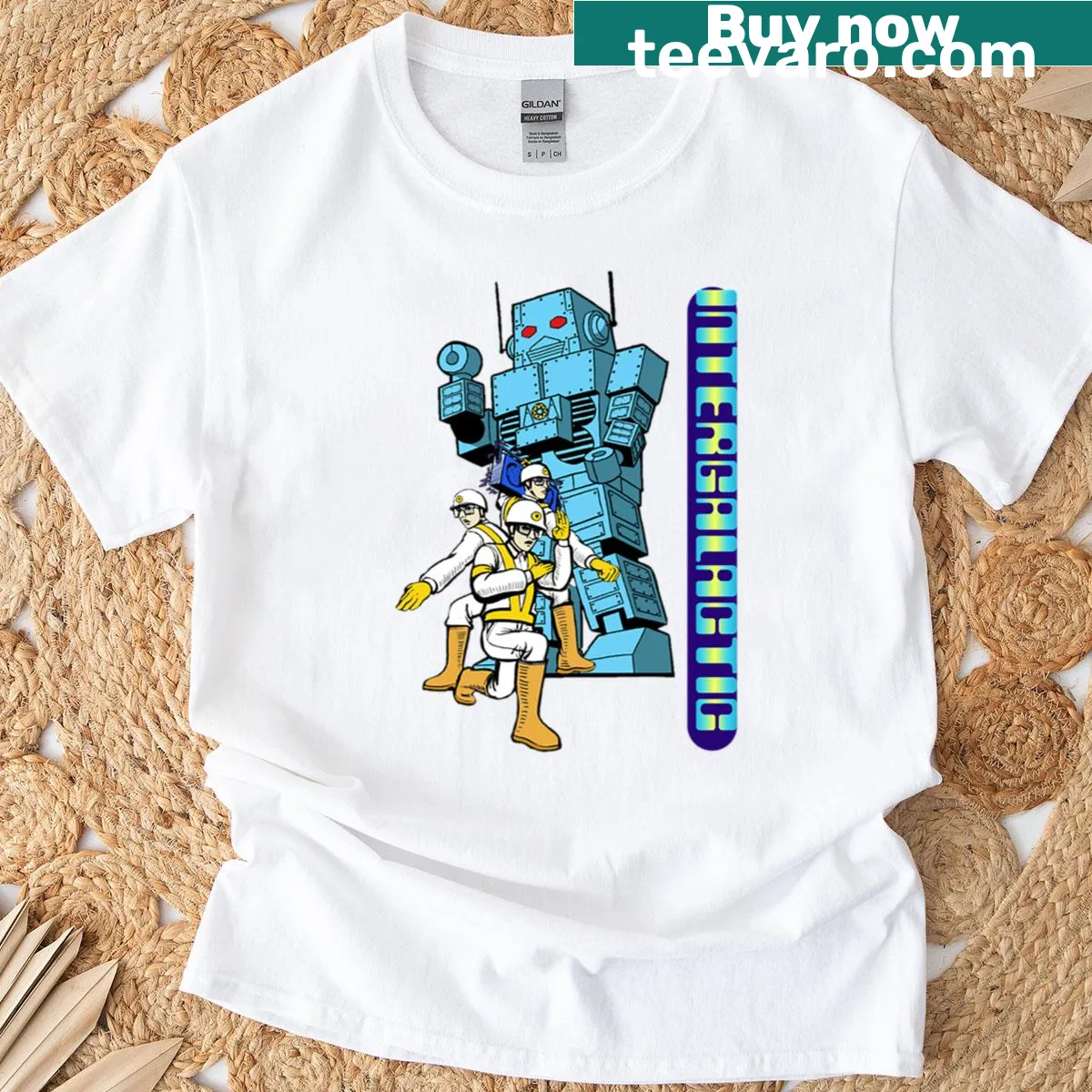 T-shirt featuring Beastie Boys and 'Intergalactic' text — on a men's t-shirt