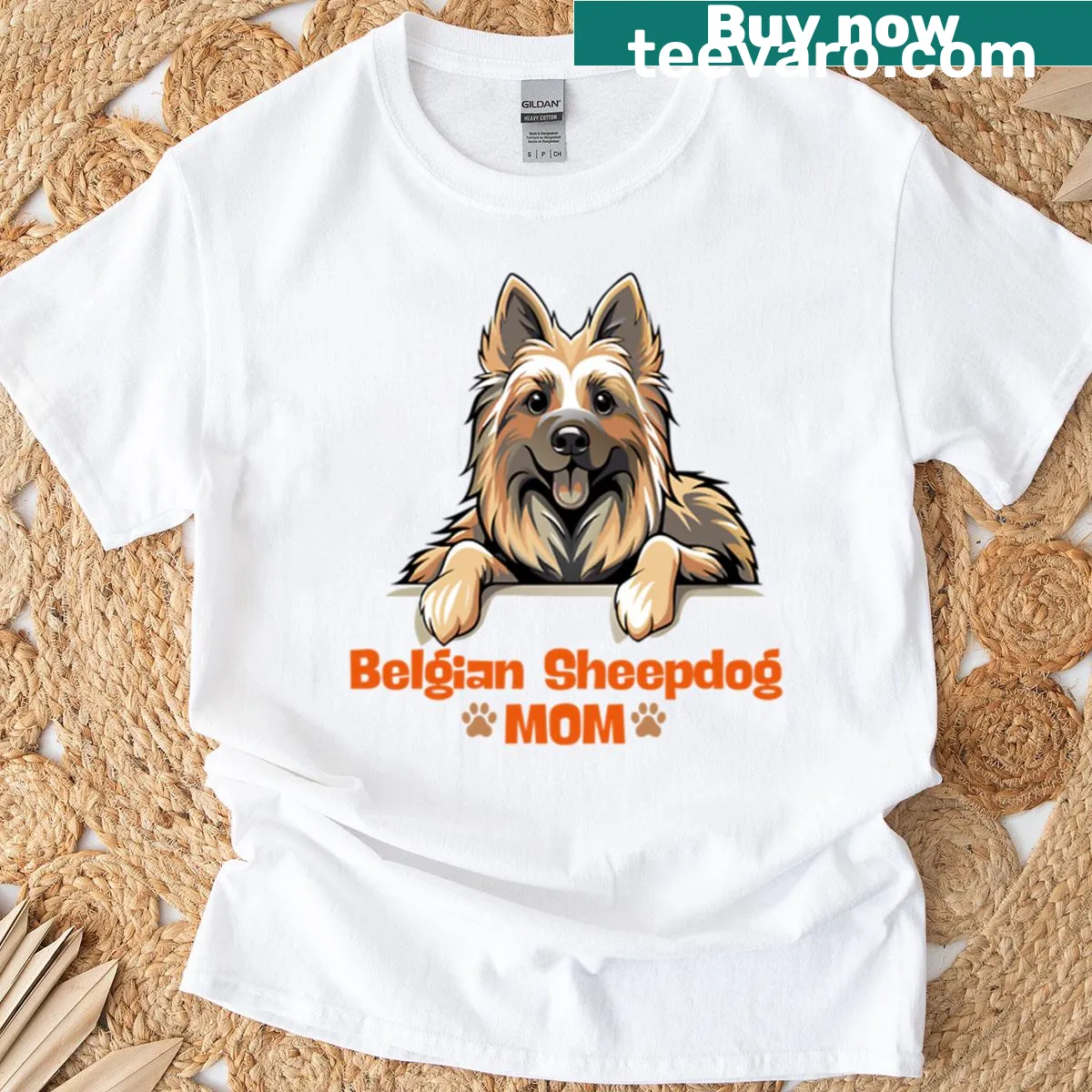 Funny T-shirt for Belgian Sheepdog moms with whimsical graphic design — on a men's t-shirt