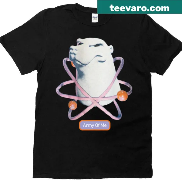 Illustration of Bjork's Army Of Me bear logo on t-shirt