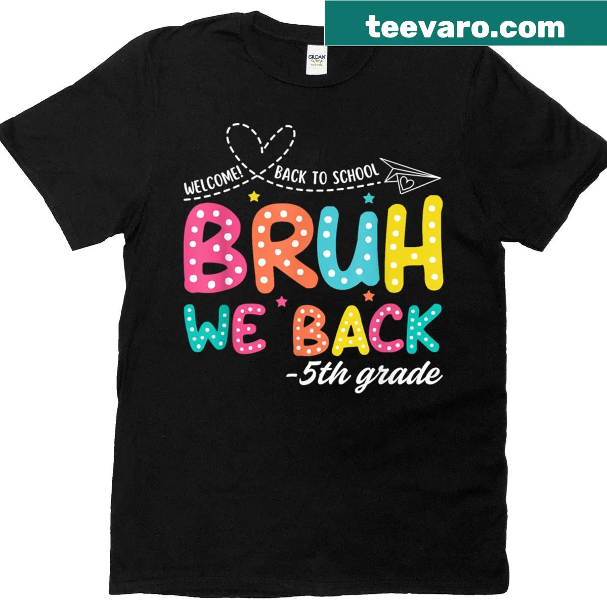 Humorous 'Bruh We Back' graphic for 5th graders on T-shirt — on a men's t-shirt