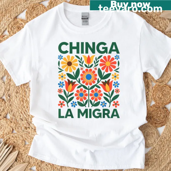 Retro floral design T-shirt with cultural messaging