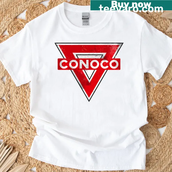 Vintage Conoco Gas 1930 T-shirt featuring retro sign design