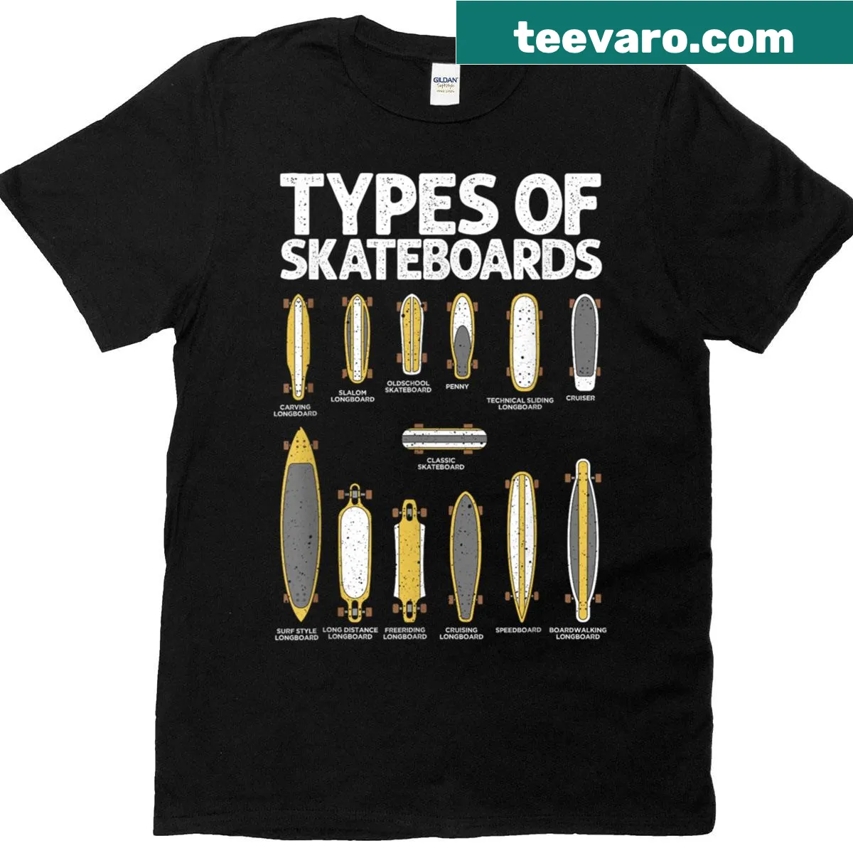 Skateboard-themed T-shirt featuring dynamic skateboard graphic — on a men's t-shirt
