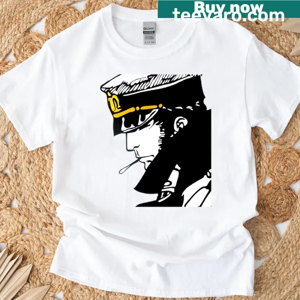 T-shirt featuring an illustration of Corto Maltese