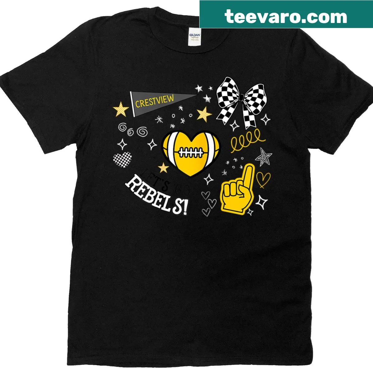 Crestview Fan T-shirt showcasing school pride — on a men's t-shirt