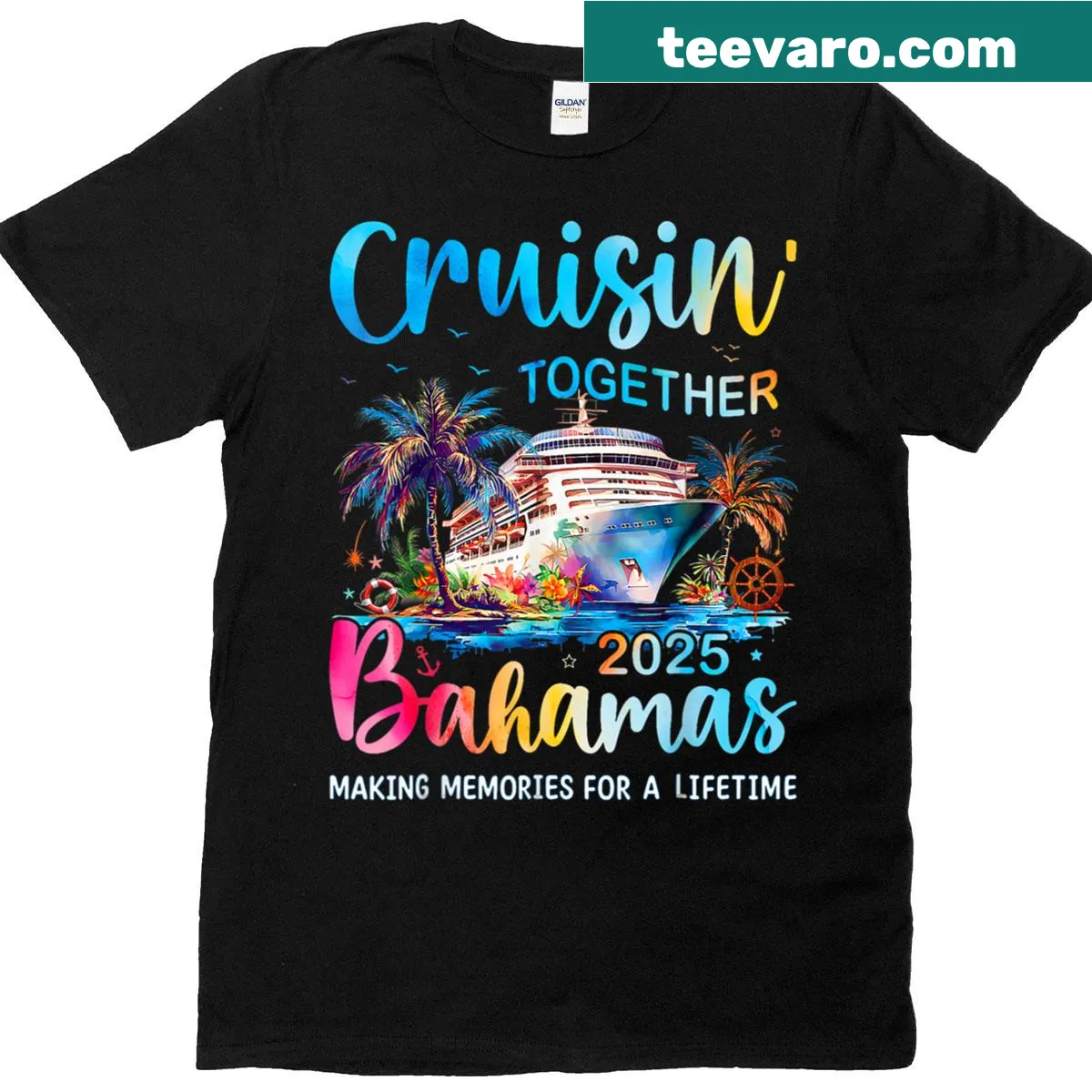 Family cruise-themed T-shirt for Bahamas vacation — on a men's t-shirt