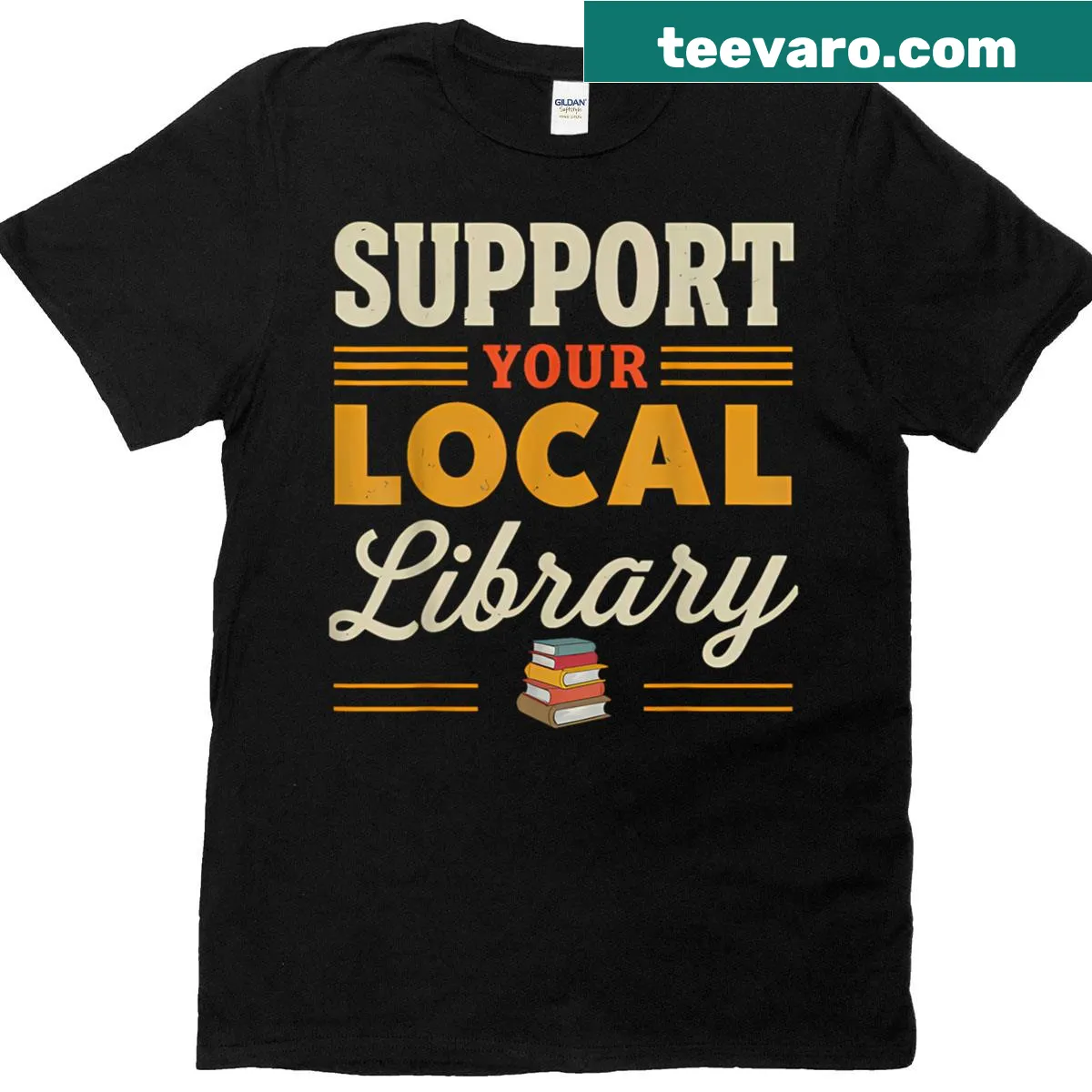 Retro T-shirt promoting local libraries for book lovers — on a men's t-shirt