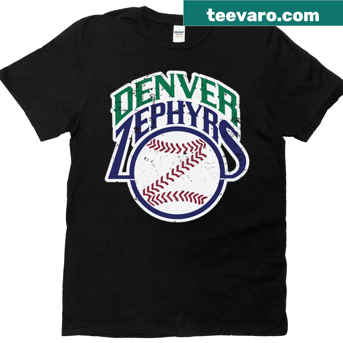 Vintage-style Denver Zephyrs baseball t-shirt — on a men's t-shirt