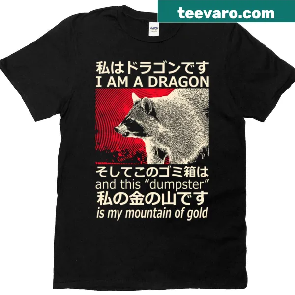Cartoon dragon raccoon graphic T-shirt