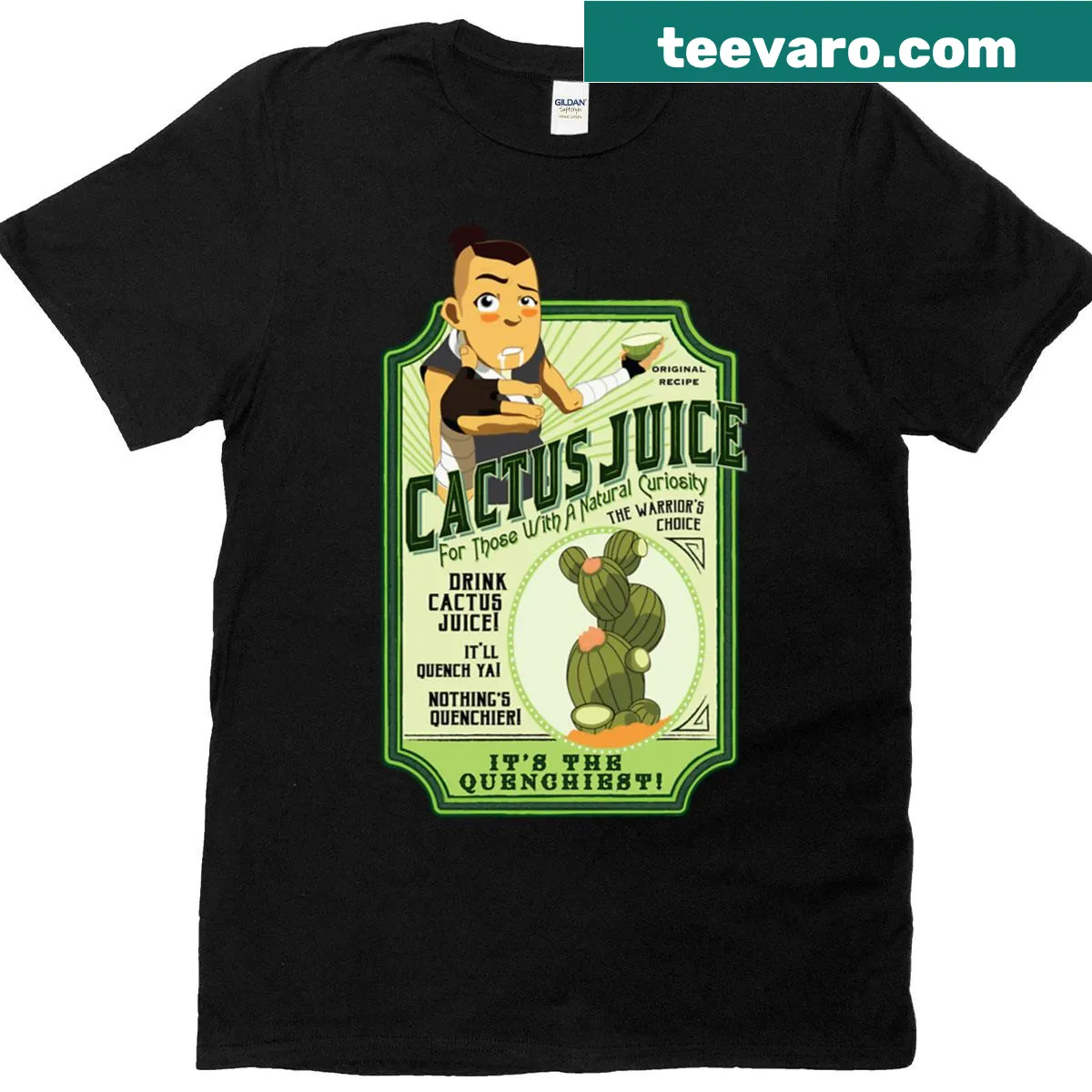 Illustrated Drink Cactus Juice graphic T-shirt — on a men's t-shirt