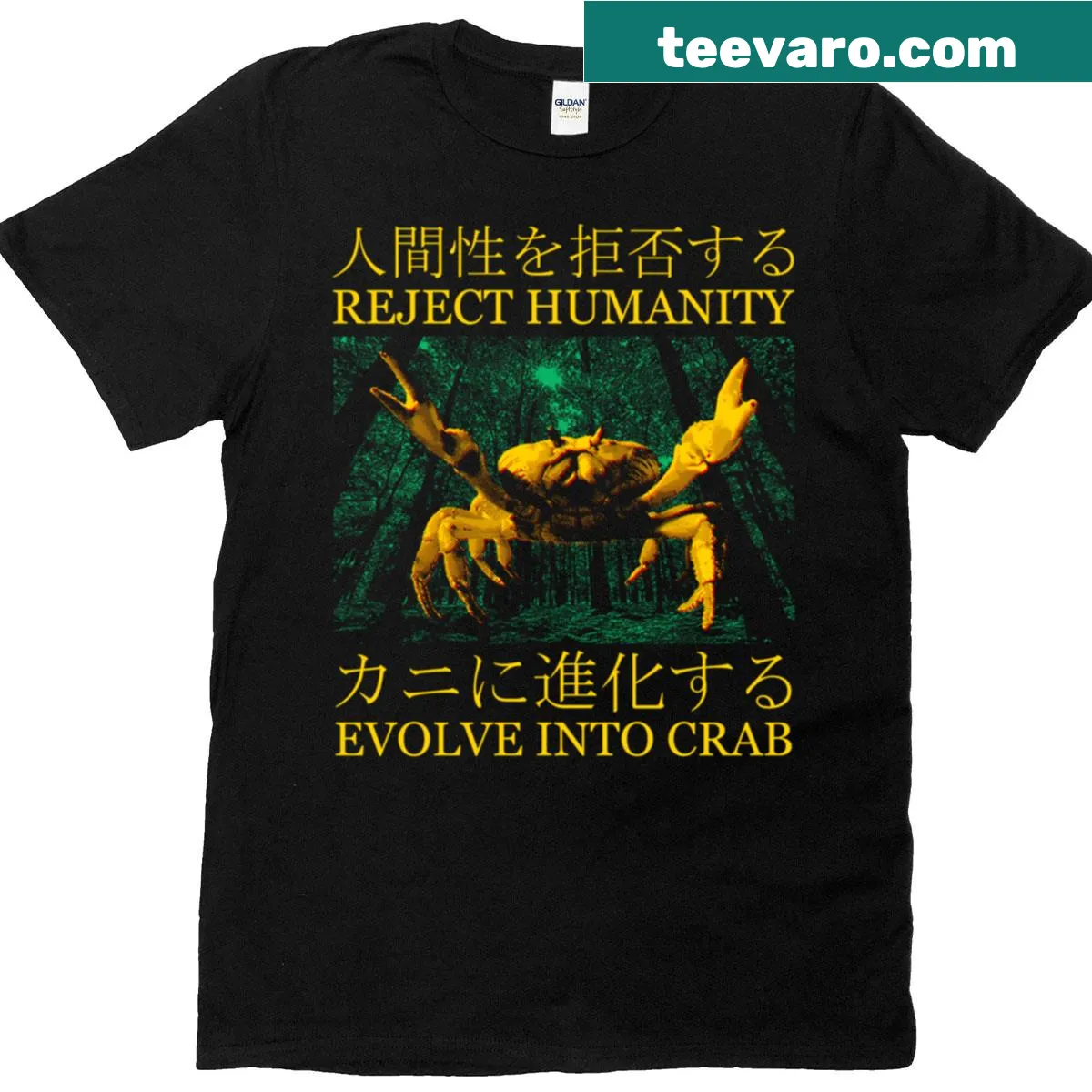 Vintage-style t-shirt with a fun crab evolution design — on a men's t-shirt