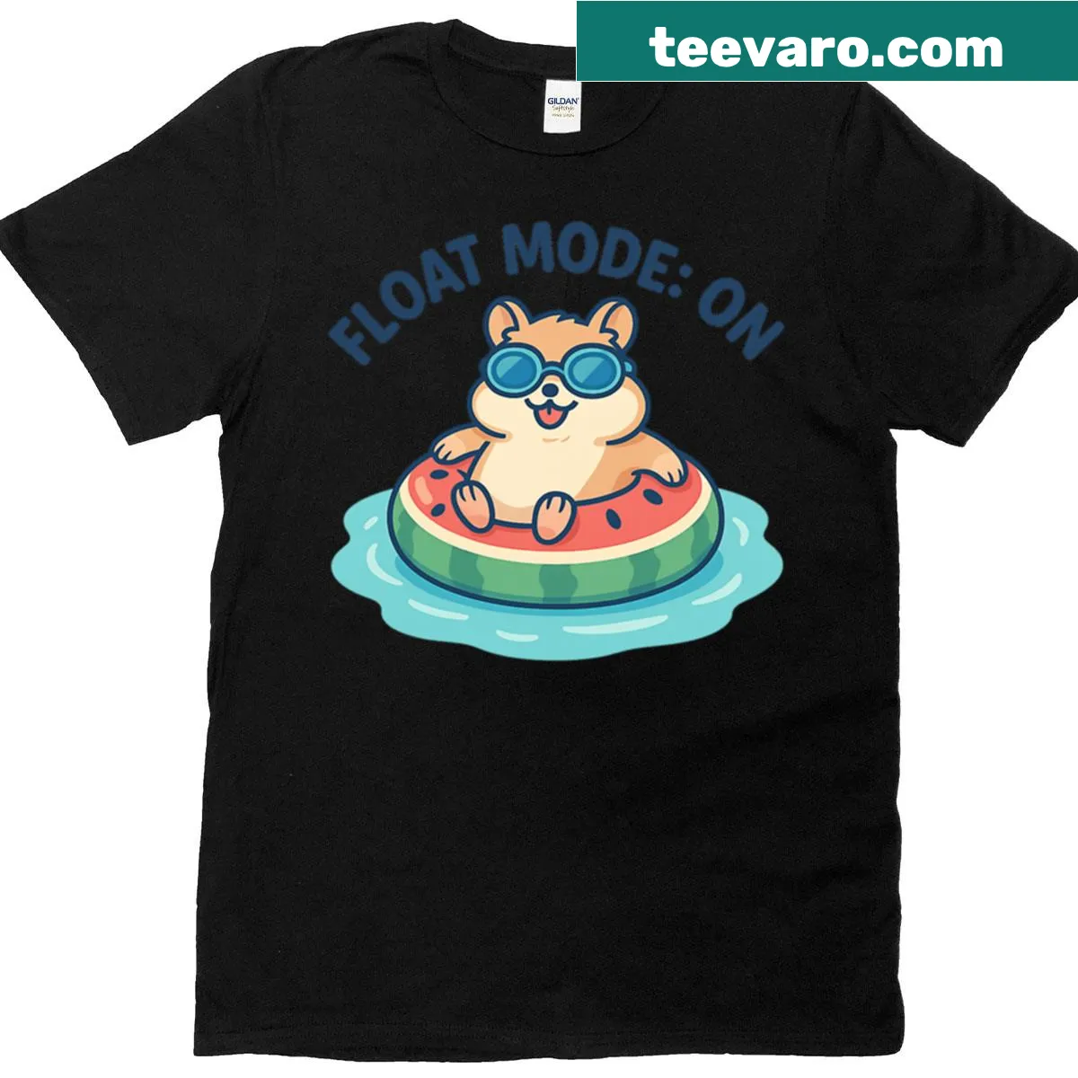Cute t-shirt with hamster on watermelon float illustration — on a men's t-shirt