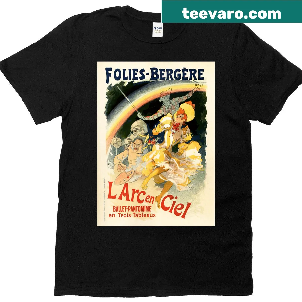 Vintage oversized T-shirt featuring Folies Bergere ballet design — on a men's t-shirt