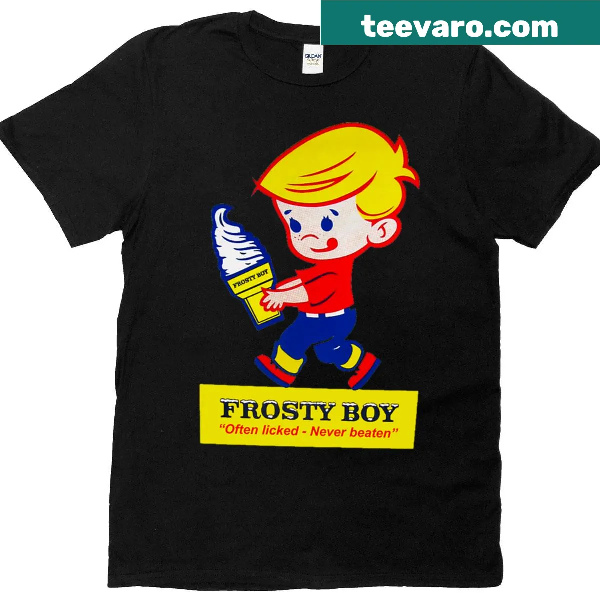 T-shirt featuring a whimsical illustration of an ice cream cone — on a men's t-shirt