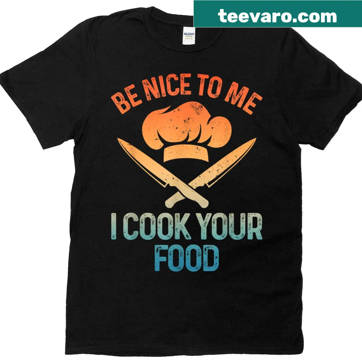 Funny chef design on a culinary-themed T-shirt — on a men's t-shirt
