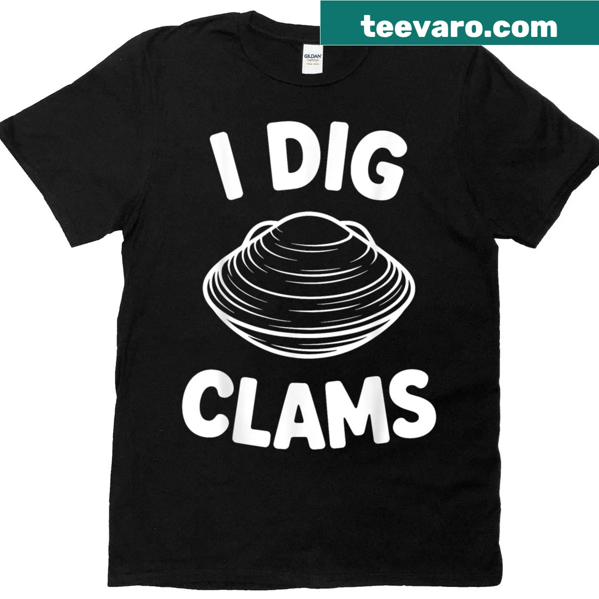 Humorous T-shirt showcasing clam digging design — on a men's t-shirt