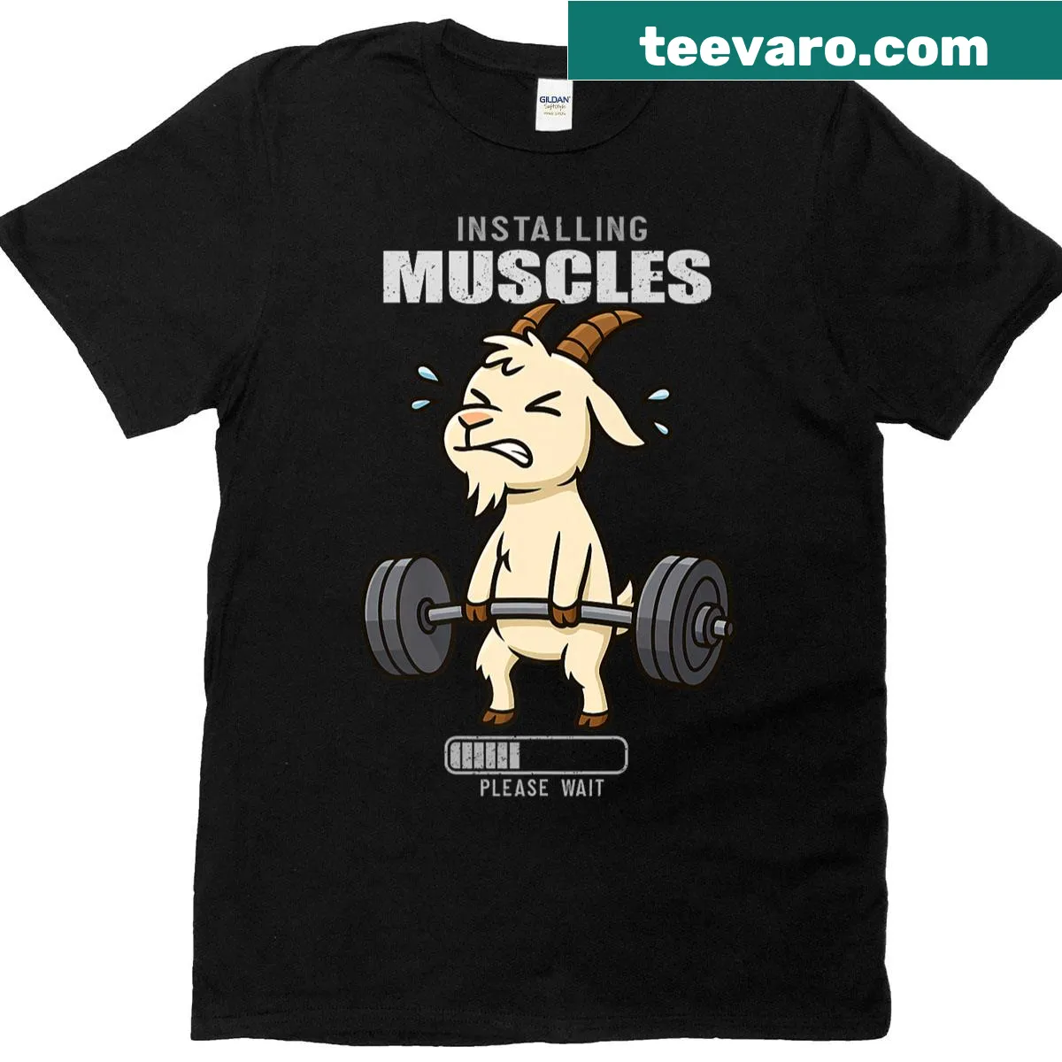 Funny fitness T-shirt with 'Goat Deadlift' slogan — on a men's t-shirt