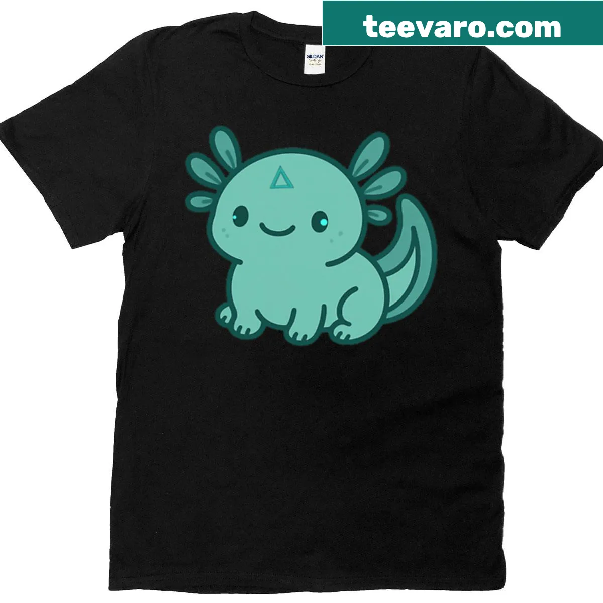Oversized t-shirt with a playful cartoon axolotl graphic — on a men's t-shirt