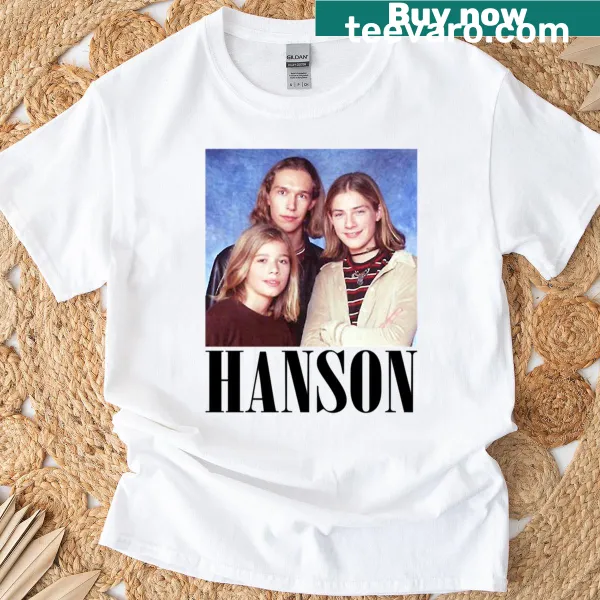 Vintage black and white tee featuring Hanson band artwork