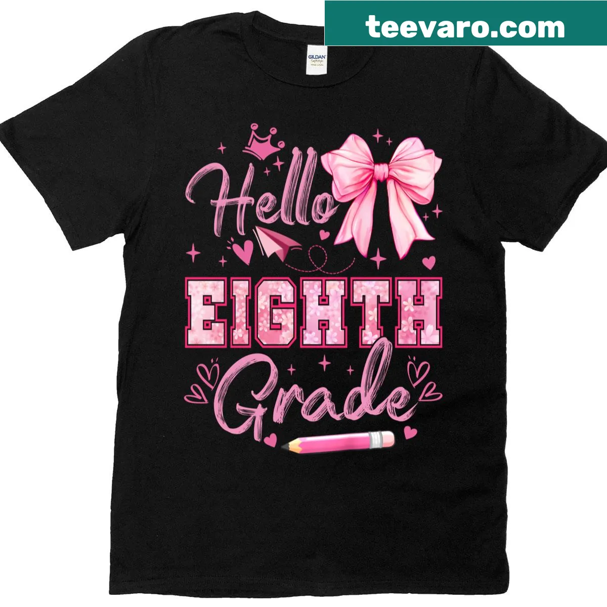 Playful T-shirt for teachers with coquette design for eighth graders — on a men's t-shirt