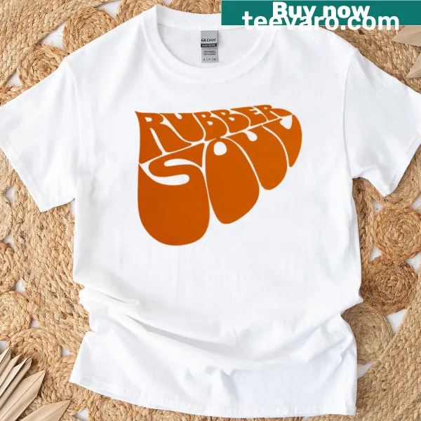 Vintage Rubber Soul logo on a T-shirt