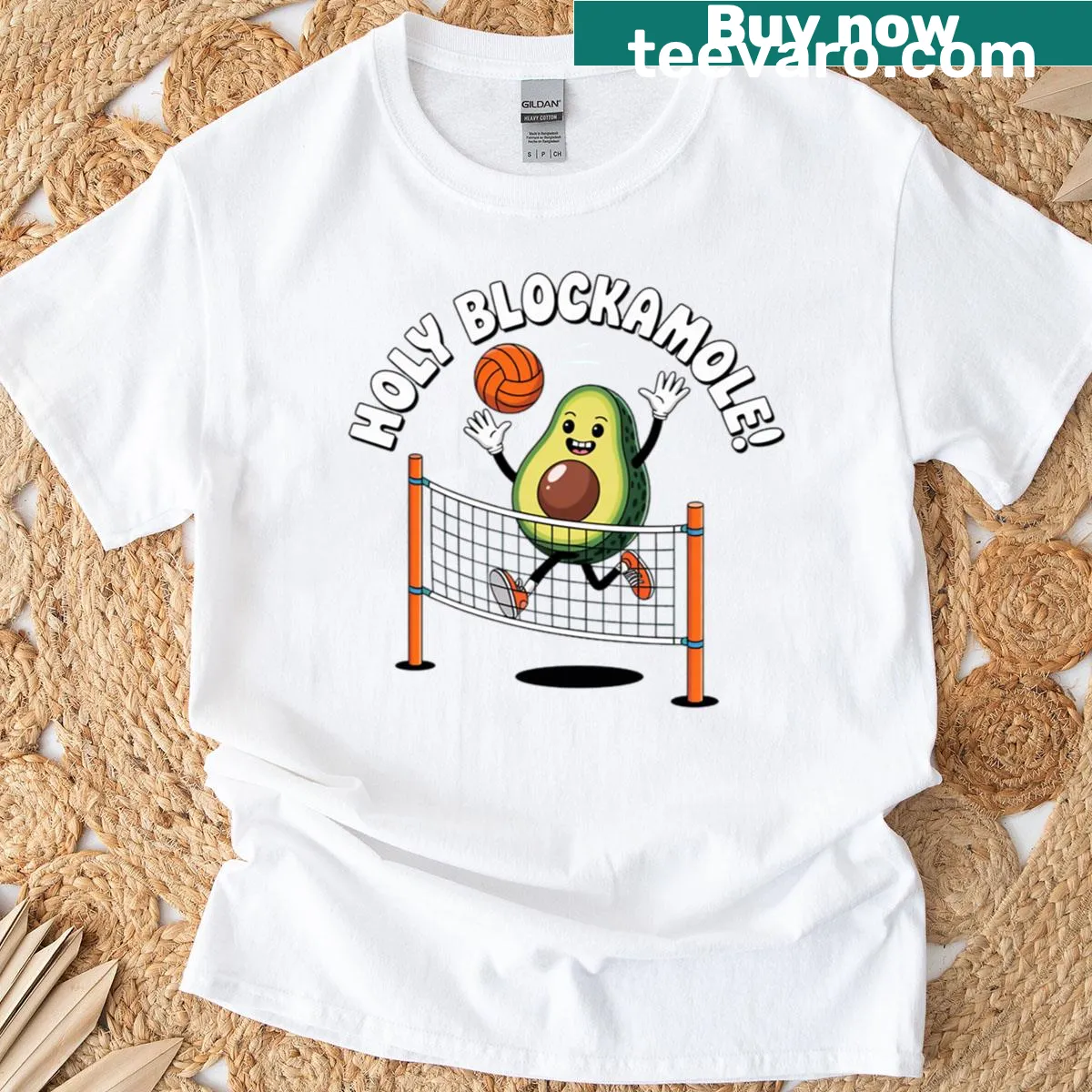 Cute tee with an avocado playing volleyball and funny text — on a men's t-shirt