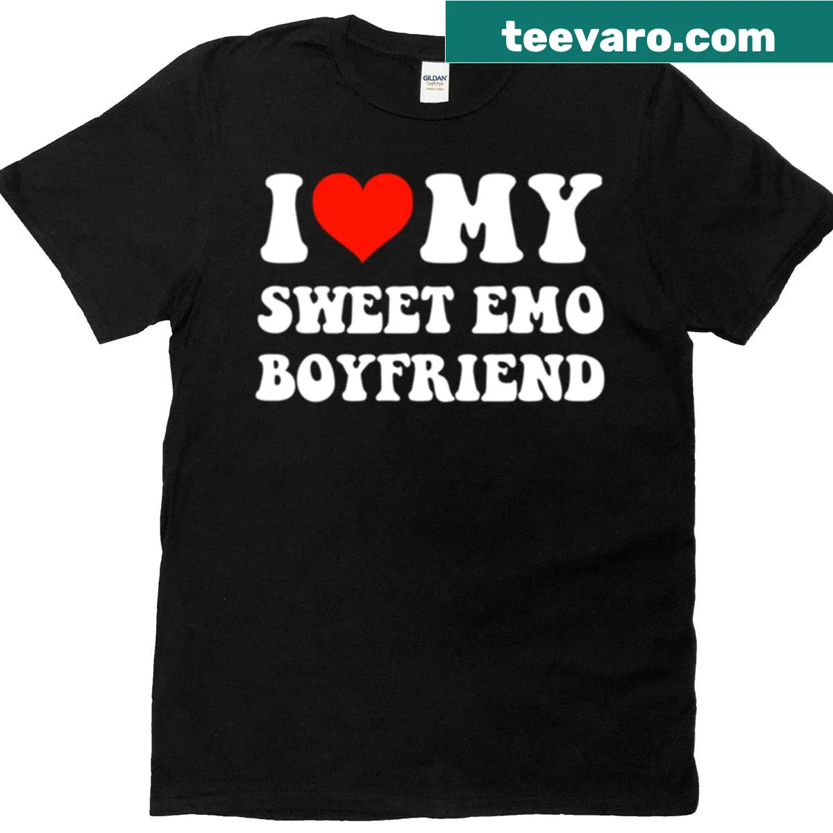 T-shirt expressing love for a sweet emo boyfriend in a stylish font — on a men's t-shirt