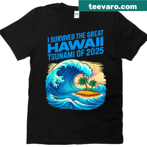 T-shirt referencing the fictional Great Hawaii tsunami event