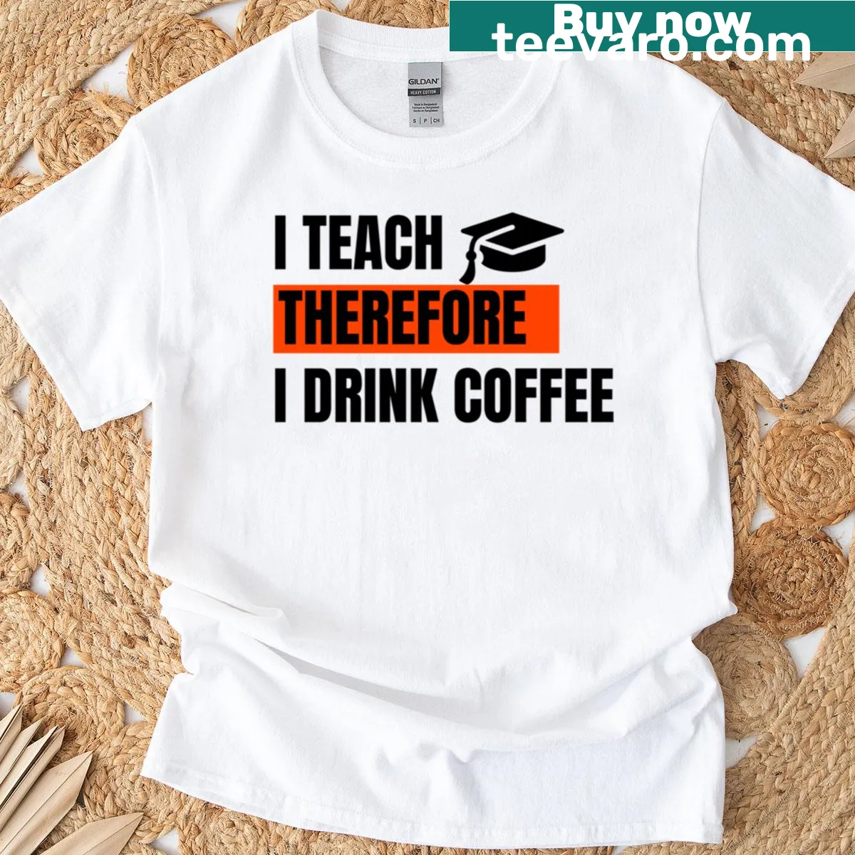 Teacher t-shirt with coffee-themed quote — on a men's t-shirt
