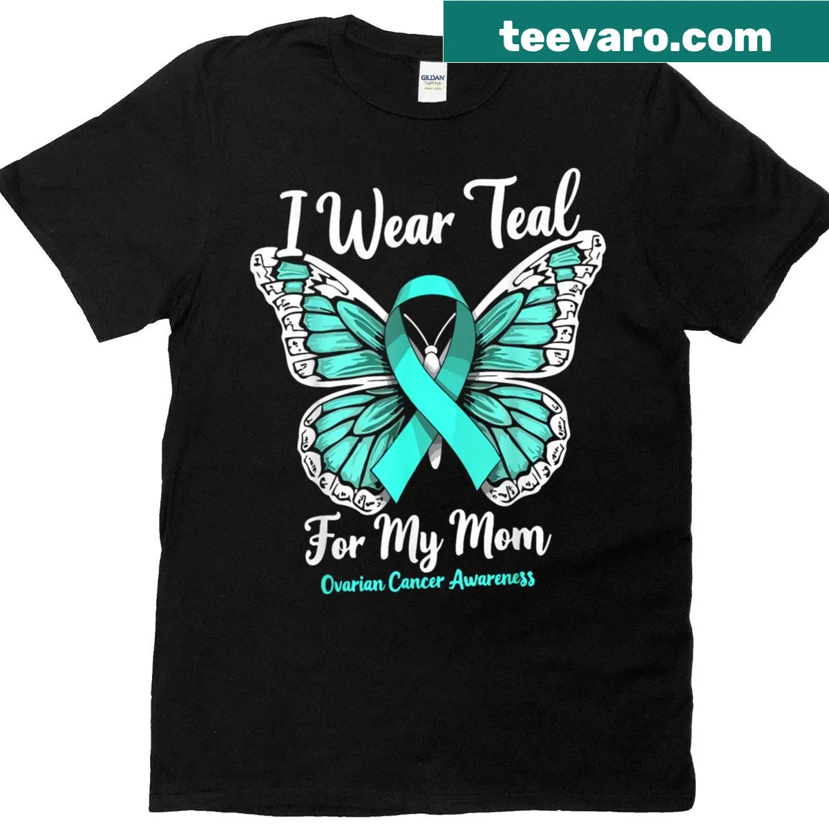 Teal support t-shirt featuring the phrase 'I Wear Teal For My Mom' — on a men's t-shirt