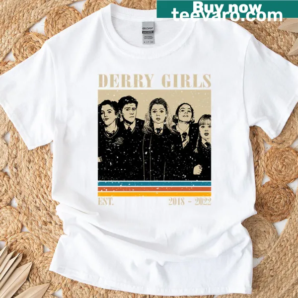 Minimalist art inspired by Derry Girls on a t-shirt