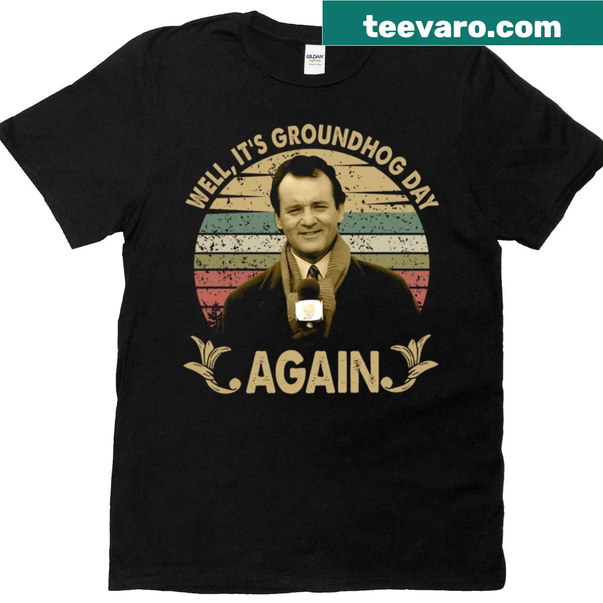 Vintage tee with humorous Groundhog Day graphic design — on a men's t-shirt