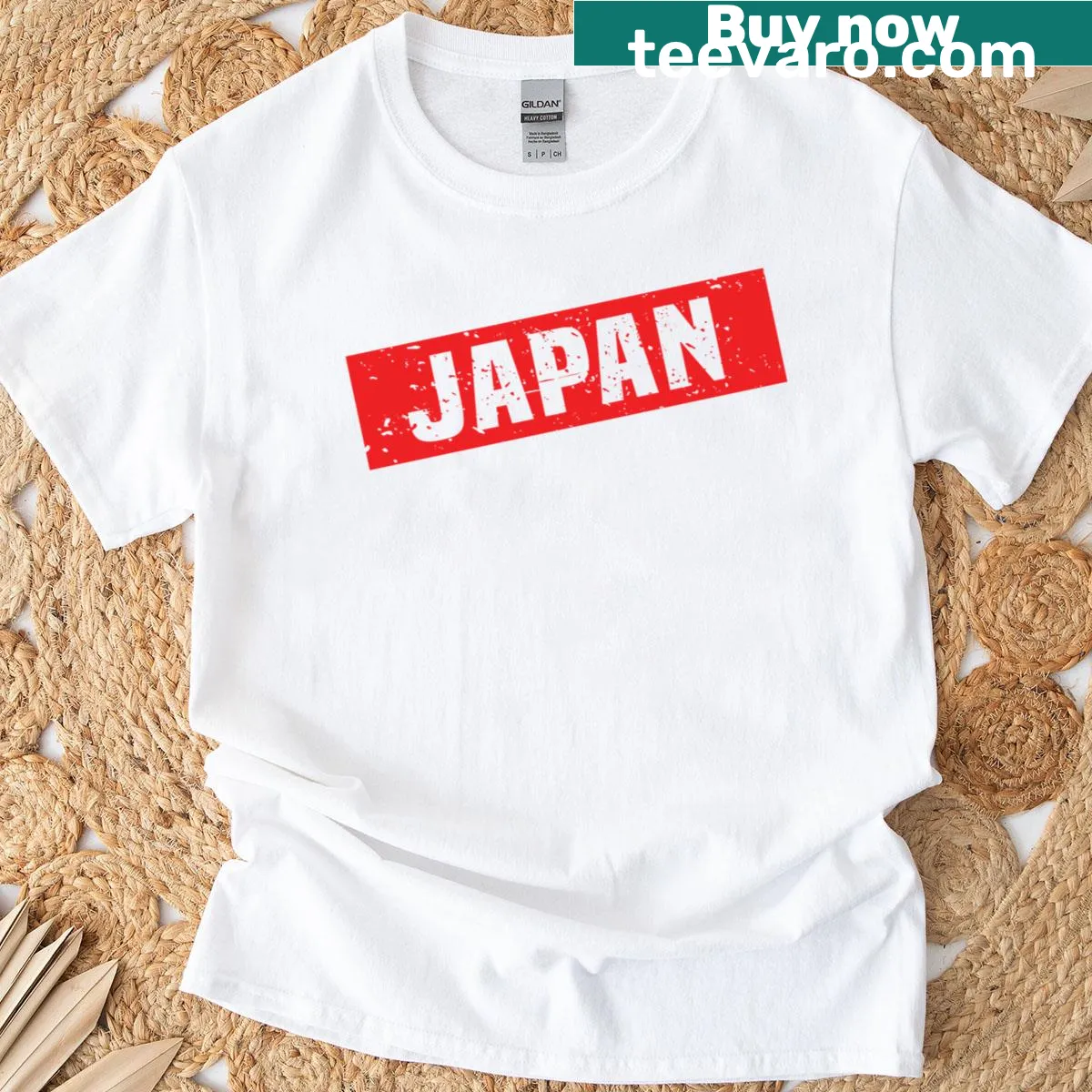 T-shirt featuring a travel-themed Japan logo design with city names — on a men's t-shirt
