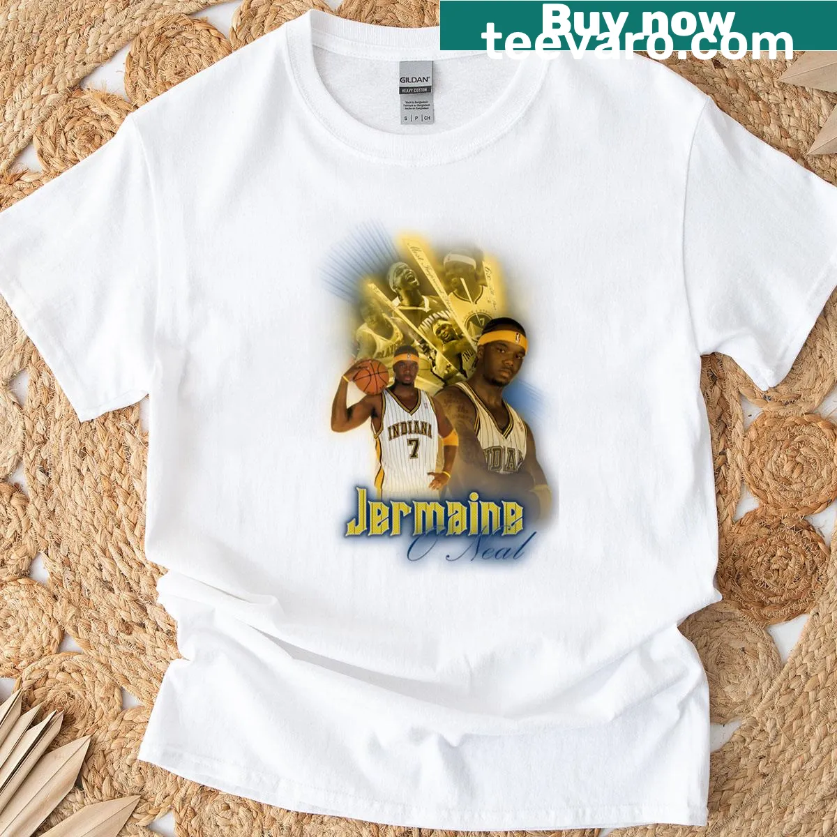 Vintage T-shirt honoring Jermaine O'Neal with distressed print — on a men's t-shirt