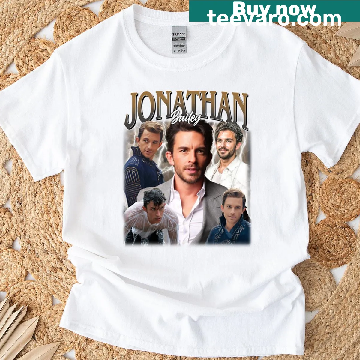 Vintage Jonathan Bailey t-shirt with a distressed design — on a men's t-shirt