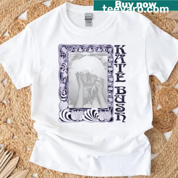Artistic illustration of musician Kate Bush on a t-shirt