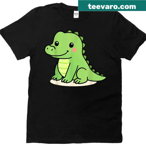 Cute alligator cartoon t-shirt featuring a cheerful green gator
