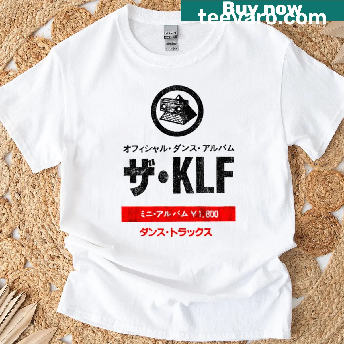 Vintage-style T-shirt with retro Japanese car graphic text — on a men's t-shirt