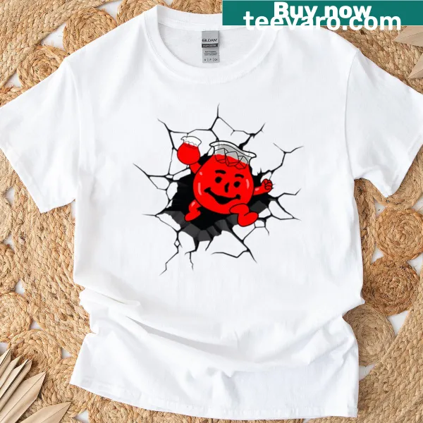 Playful Kool-aid Wall T-shirt featuring a whimsical drink graphic