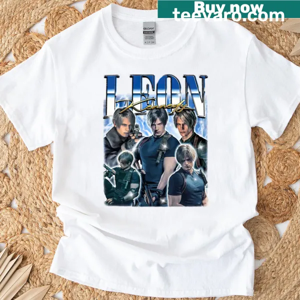 Vintage bootleg design featuring Leon Scott Kennedy on a t-shirt