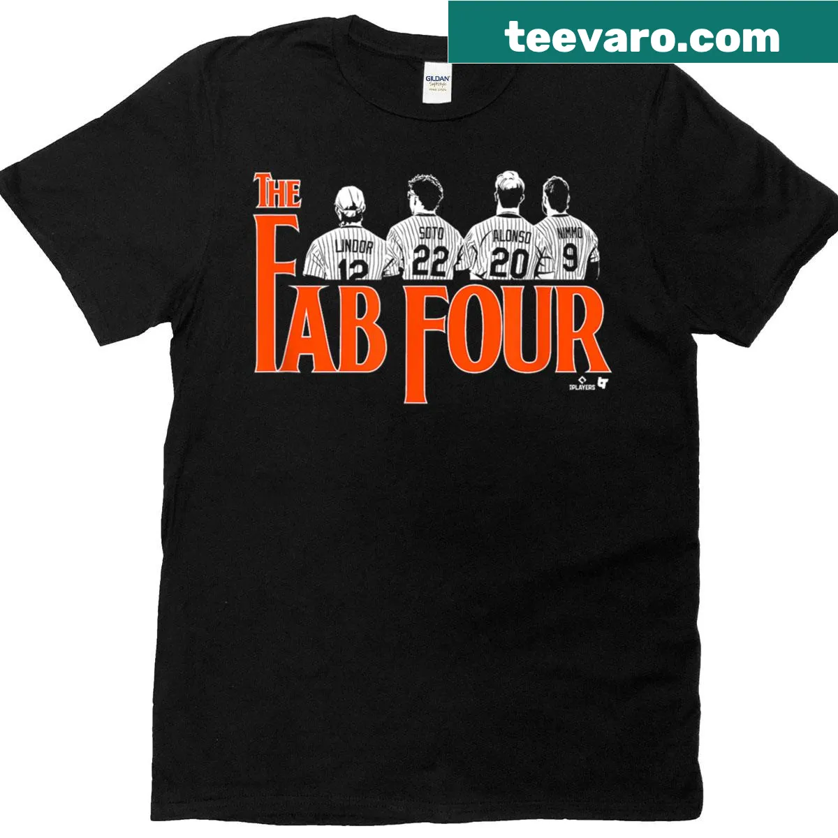 New York baseball t-shirt featuring Lindor, Soto, Alonso, and Nimmo graphics. — on a men's t-shirt