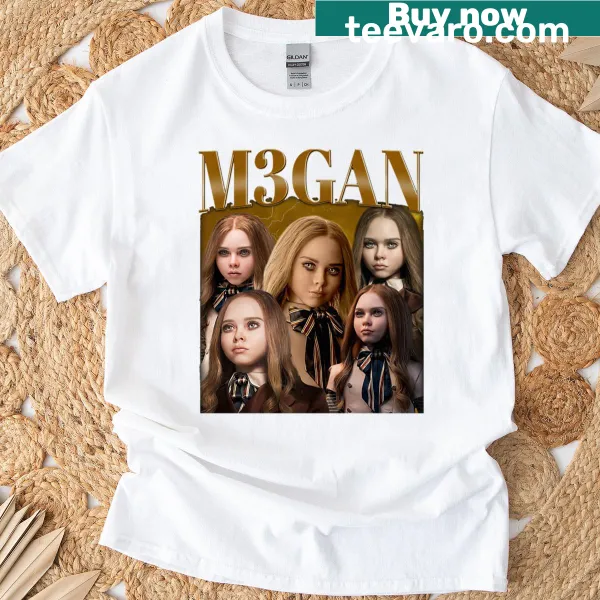 Vintage-style M3gan t-shirt featuring a retro graphic